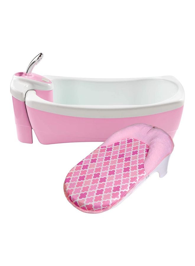 summer infant Bubbling Spa And Shower Bath Tub, Newborn, Checkers, Pink - SI 18935 45.7x25.4x73.7 cm - Image 1
