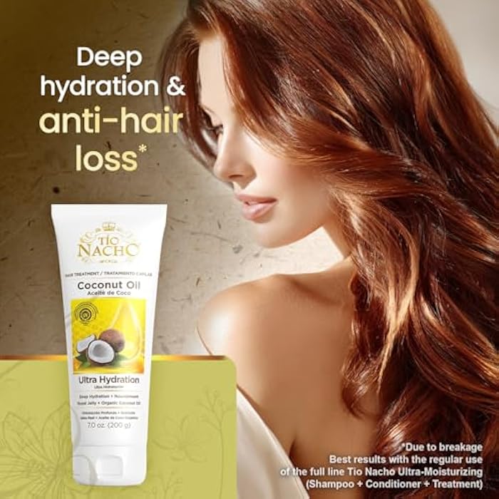 Tio Nacho Ultra-Moisturizing Frizz Control Hair Treatment with Organic Coconut Oil and Royal Jelly, Deep Hydration and Nourishment for Dry or Damaged Hair, Coconut Oil Treatment for Women, 7 oz-3 pack - Image 3
