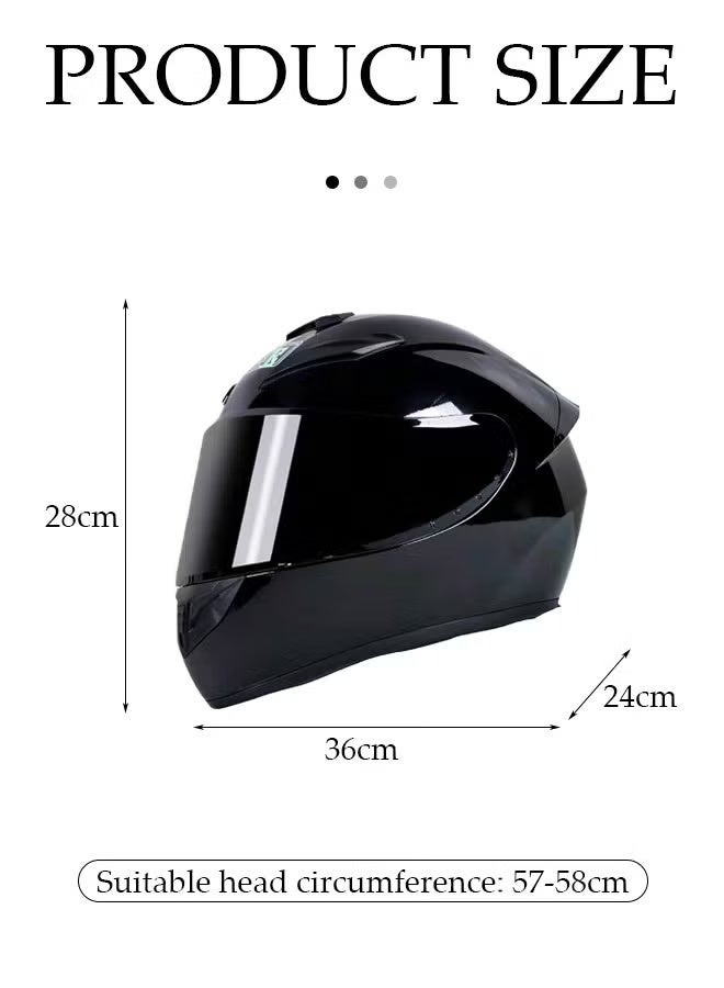 DUNISO Motorcycle Helmet Full Face Cover, Adults Helmet for Men Women, Racing Style with Spoiler, Air Intakes and Scratch Resistant Visor, 190° Field of View(Black, L) - Image 2
