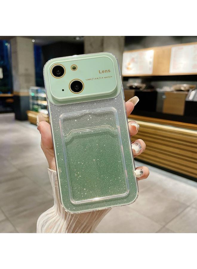 S-TOP Case For iPhone 14 Plus Large Window Gradient Glitter Phone Case with Card Slot - Image 1