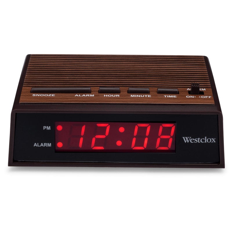 Westclox Retro Wood Style Easy To Read Super Bright Small Night Table Ascending Alarm Clock 22690