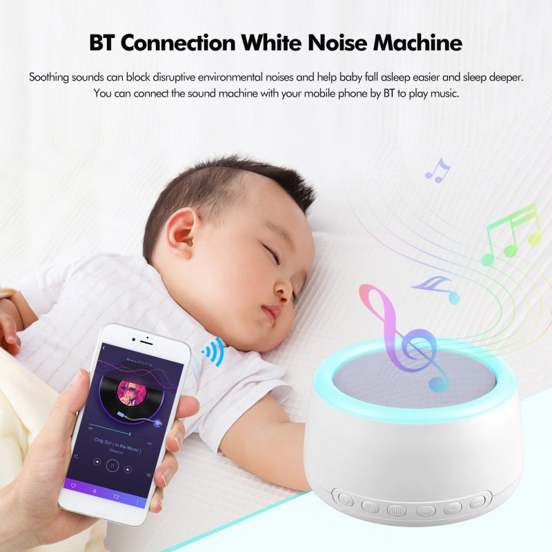 White Noise Machine: 1200mAh Rechargeable Battery 30 Soothing Sounds Touch Control Night Light - 27 Level Volume 30/60Min Timer Portable Design for Baby Sleep Travel Home Use - Image 5