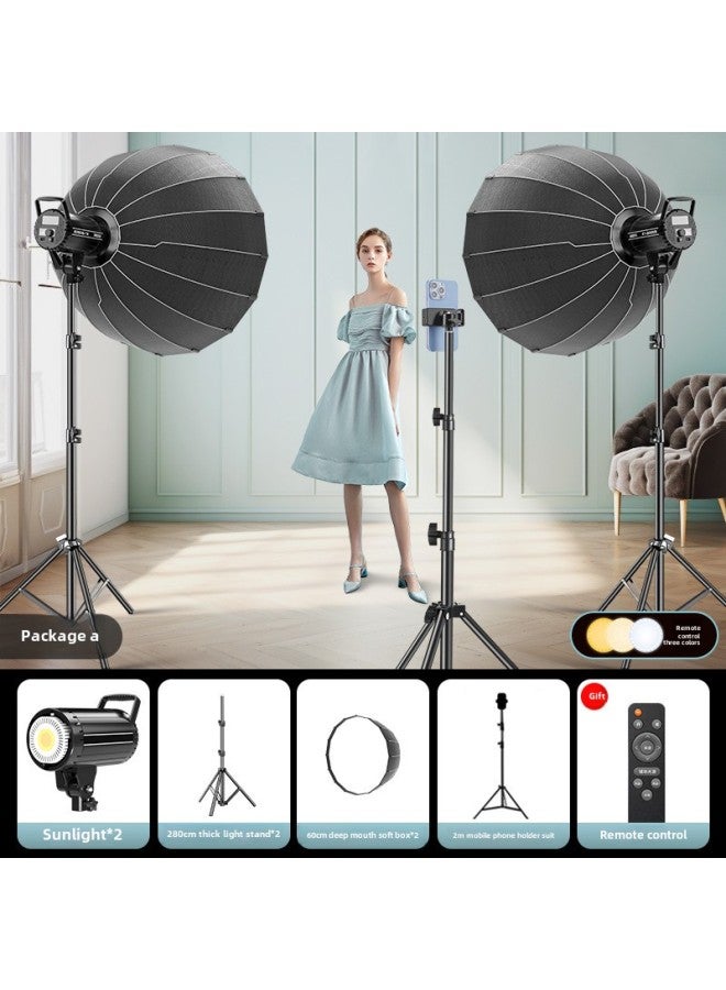 Live Room Professional Fill Light Anchor Beauty Soft Light Deep Mouth Parabolic Soft Light Box Film And Television Long Bright Light-Light Source Color:Metal Cob Model 60cm Deep Mouth Live Broadcast Professional Package A  - Image 1