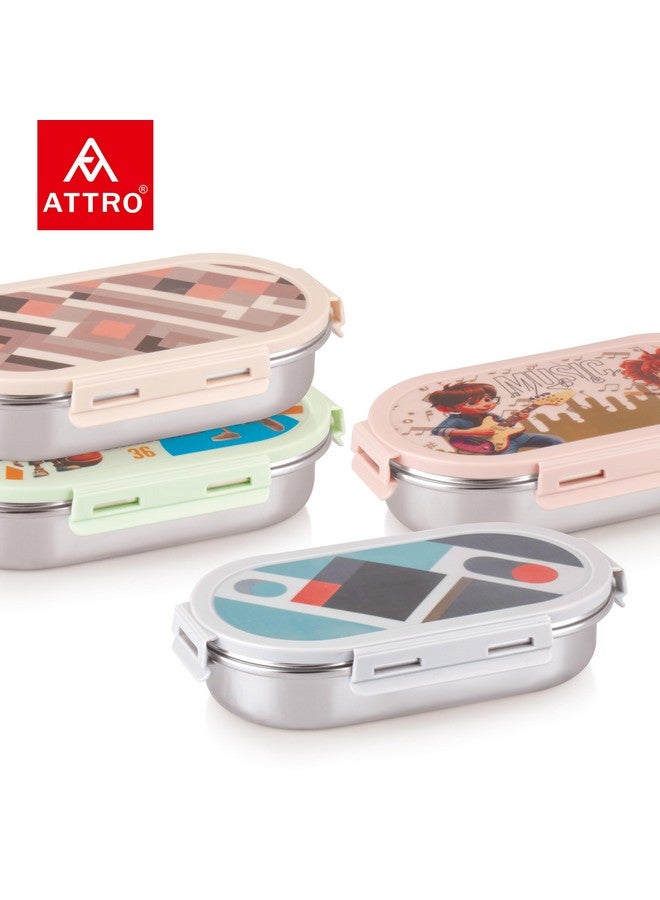 Attro Pluto Stainless Steel Lunch Box with 1 Small Container Airtight Leak-Proof Food Grade - Grey 540ml+170ml - Image 3