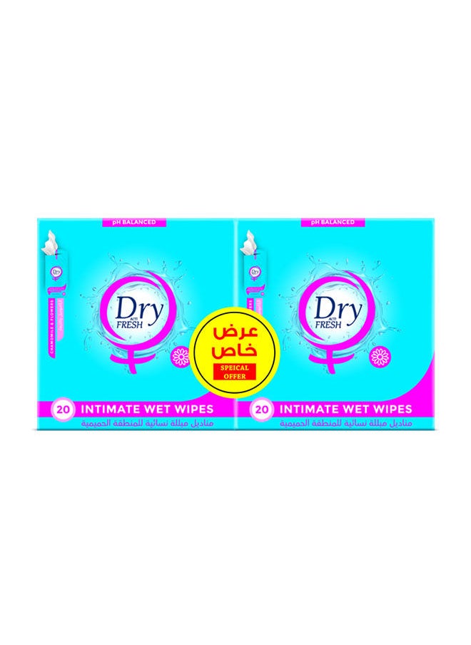 Dry Fresh Intimate Feminine Wipes Chamomile & Flowers 40 Wipe 
