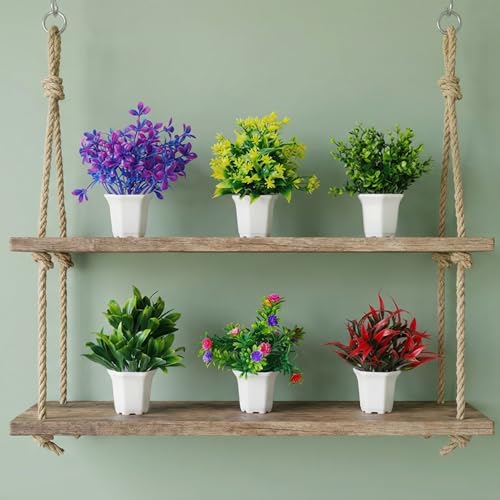 Dekorly Wild Artificial Flower Plants Cute Hexa Pot|Faux Flower Plant Home Office Decor|Tabletop & Desk Decoration|Artificial Flower Balcony Decor|Pack Of 8 (Pack Of 6) - Plastic,Multicolor - Image 2