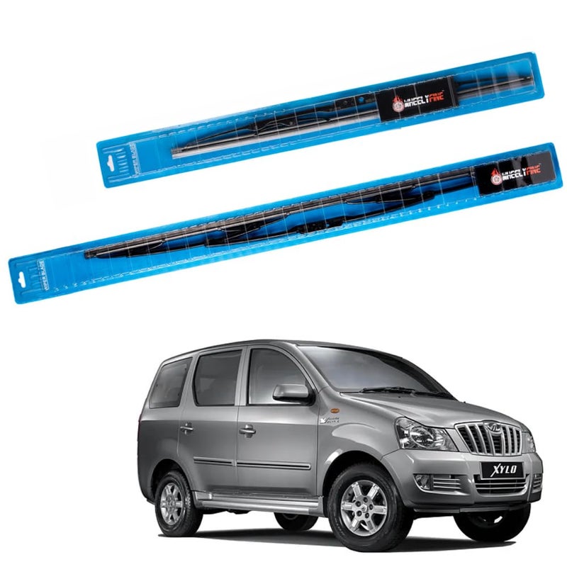 Wheelyfine Windshield Car Wiper Blades Metal Frame Water Repellant Cleaning Wiper Blades Refills Best for Mahindra Xylo Mhawk (2009 Onwards) Dr 24"/Pa 20" - Image 2