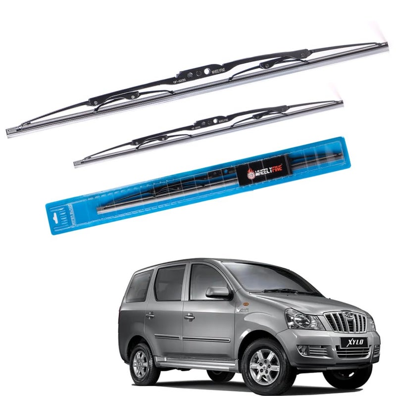 Wheelyfine Windshield Car Wiper Blades Metal Frame Water Repellant Cleaning Wiper Blades Refills Best for Mahindra Xylo Mhawk (2009 Onwards) Dr 24"/Pa 20" - Image 1
