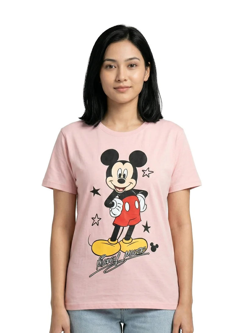 ديزني Women’s Disney Mickey Mouse Graphic Printed Pink T-Shirt