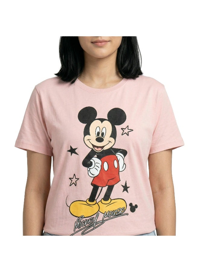 Disney Women’s Disney Mickey Mouse Graphic Printed Pink T-Shirt - Image 4
