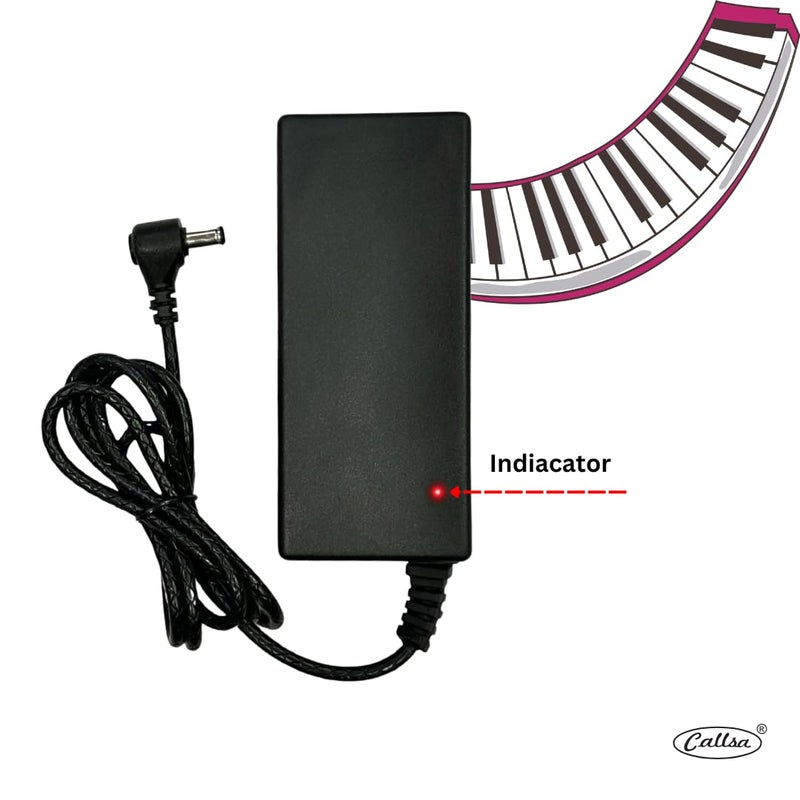 Callsa 24v 2.5amp AD-24 Piano Adapter, 24V 2.5Amp Power Adapter AD 24 for Digital Keyboard, Piano Adapter and Musical Instrument (Black) - Image 4