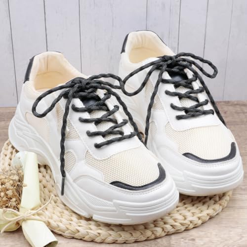 DELELE 2 Pair Round Wave Non-slip Antiskid Outdoor Mountaineering Climbing Shoe Laces Dark Gray&Black Hiking Shoelaces Men Women Shoestrings-63 inch - Image 3