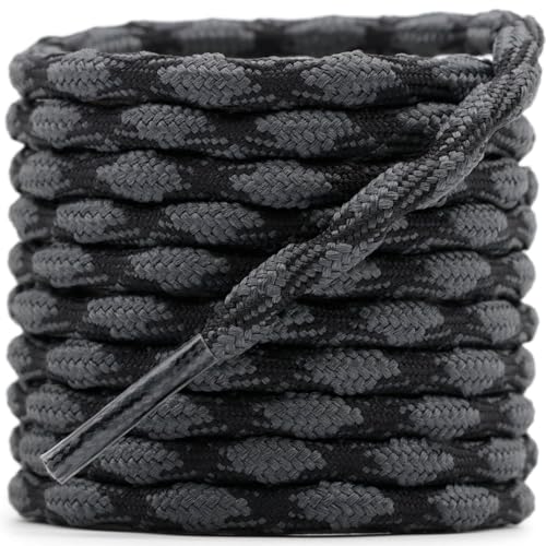 DELELE 2 Pair Round Wave Non-slip Antiskid Outdoor Mountaineering Climbing Shoe Laces Dark Gray&Black Hiking Shoelaces Men Women Shoestrings-63 inch - Image 1
