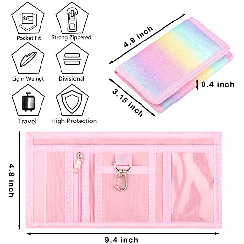 Lamiza RFID Kids Wallet for Girls & Toddlers - Cute & Glittery Rainbow Design with Coin Pocket & Magic Sticker - Image 3
