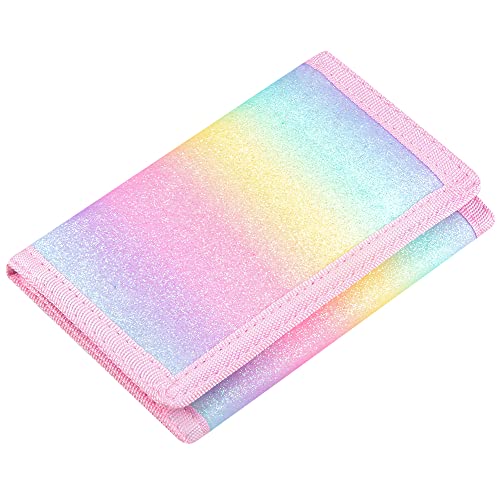 Lamiza RFID Kids Wallet for Girls & Toddlers - Cute & Glittery Rainbow Design with Coin Pocket & Magic Sticker - Image 1