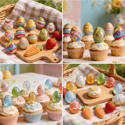 Wavlakth Easter Egg Chocolate Molds Silicone, 2 Pack Egg Shaped Silicone Baking Mold for Spring Party Easter Treats & Craft Gifts DIY Chocolate Candy Gummy Jelly Ice Tray Fondant Resin Soap Cake Topper Decor - Image 5
