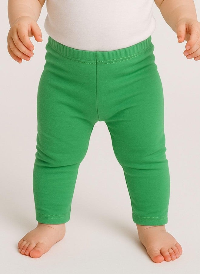 KRYPTIC Infants Cotton Stretch Leggings | 95% Cotton 5% Elastane | Soft Bio-Washed Fabric | Full-Length Comfortable Bottoms for Infants (Bottle Green;0-3M) - Image 4