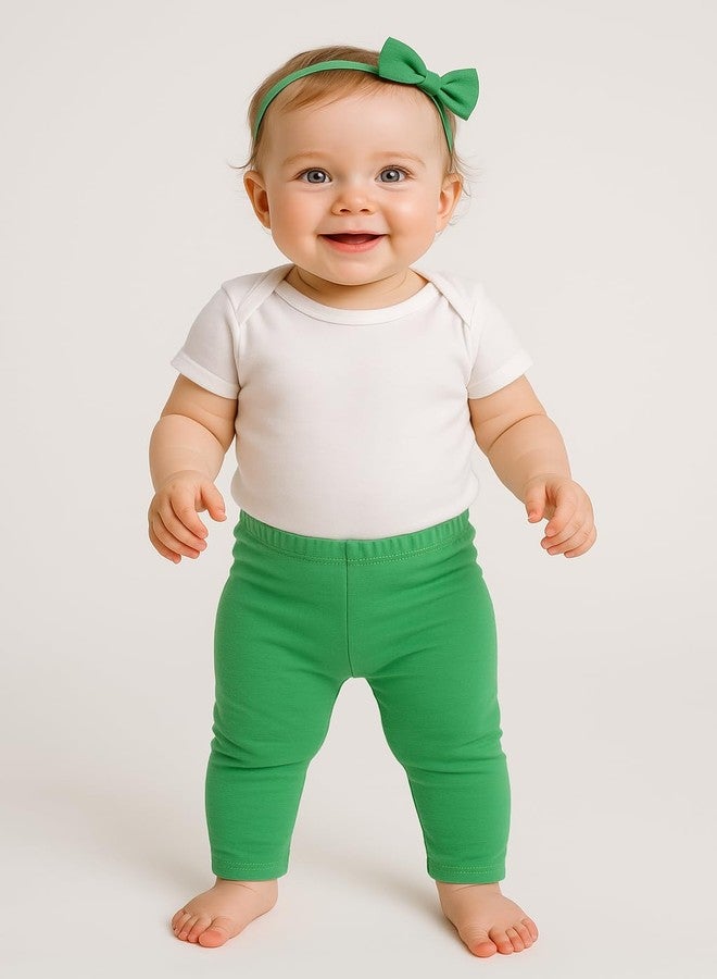 KRYPTIC Infants Cotton Stretch Leggings | 95% Cotton 5% Elastane | Soft Bio-Washed Fabric | Full-Length Comfortable Bottoms for Infants (Bottle Green;0-3M) - Image 2