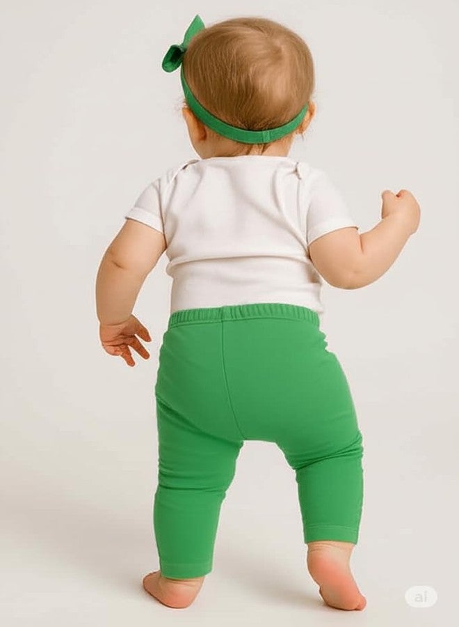 KRYPTIC Infants Cotton Stretch Leggings | 95% Cotton 5% Elastane | Soft Bio-Washed Fabric | Full-Length Comfortable Bottoms for Infants (Bottle Green;0-3M) - Image 3