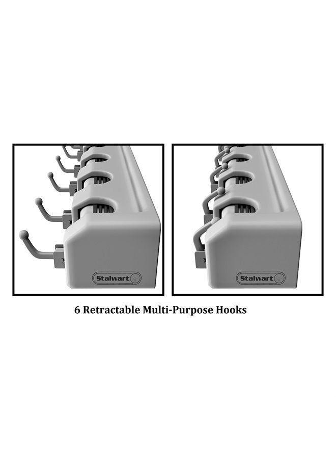 Stalwart Wall Organizer with Adjustable Slots and Hooks - Wall-Mounted Tool and Broom Holder - Organization and Storage for the Kitchen and Garage by Stalwart 