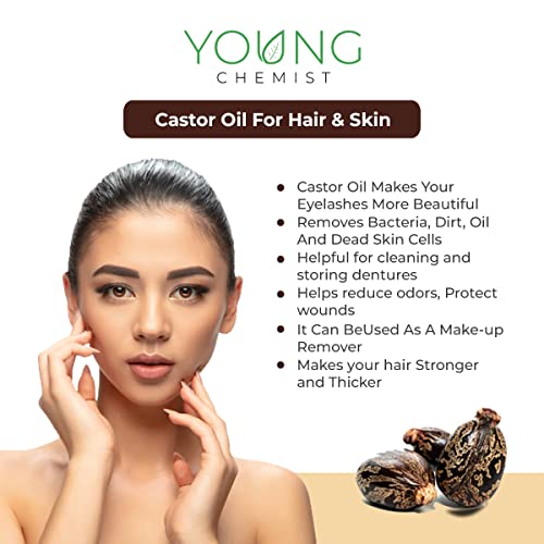 Young Chemist Cold Pressed Virgin Castor Oil | Arandi Tel | For Hair Growth, Nail cuticles, Eyelash, Eyebrows | Suitable For All Hair Types | Edible | 1 Litre - Image 3