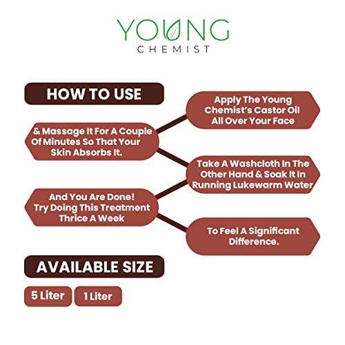 Young Chemist Cold Pressed Virgin Castor Oil | Arandi Tel | For Hair Growth, Nail cuticles, Eyelash, Eyebrows | Suitable For All Hair Types | Edible | 1 Litre - Image 4
