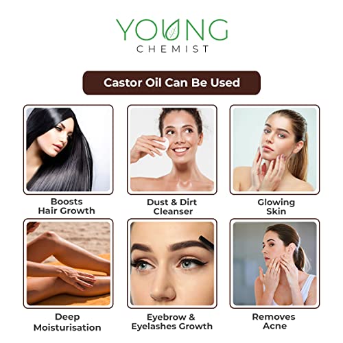 Young Chemist Cold Pressed Virgin Castor Oil | Arandi Tel | For Hair Growth, Nail cuticles, Eyelash, Eyebrows | Suitable For All Hair Types | Edible | 1 Litre - Image 2