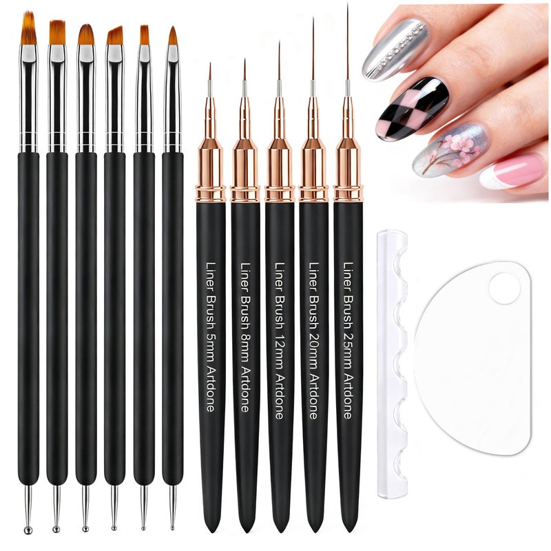 Artdone Nail Art Brushes and Dotting Tools Kit 11PCS Gel Polish Liner Design Pens for Nail Decorations Supplies Drawing and Nail Paint Brushes Small Detail Accessories Brushes - Image 1
