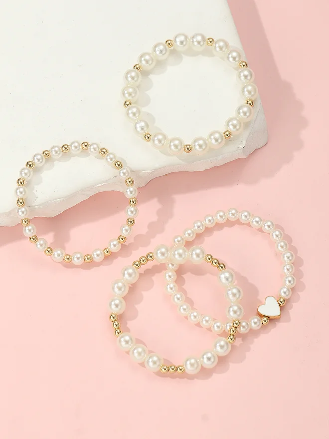 تايك تو Take Two Set of 4 - Faux Pearl Beaded Bracelet