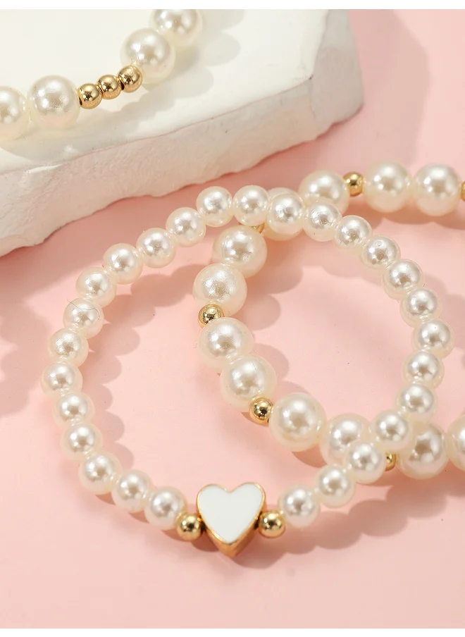 تايك تو Take Two Set of 4 - Faux Pearl Beaded Bracelet