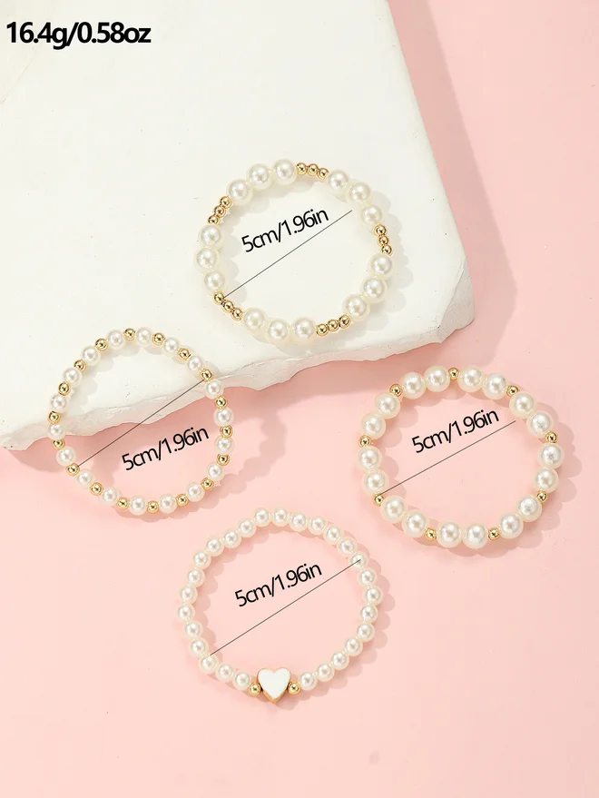 تايك تو Take Two Set of 4 - Faux Pearl Beaded Bracelet