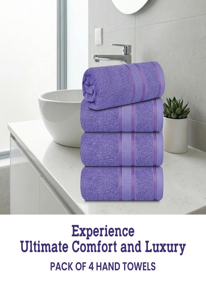 Casa Lino 100% Cotton Hand Towels for Bathroom - Soft, Highly Absorbent & Quick Dry Kitchen Towels - Gym Towel Set - Travel Towel Set - 24" x 16" - Pack of 4 - (Lavender) - Image 2