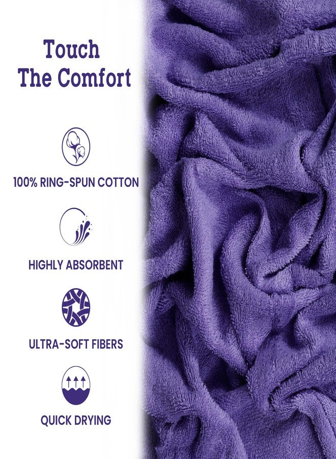 Casa Lino 100% Cotton Hand Towels for Bathroom - Soft, Highly Absorbent & Quick Dry Kitchen Towels - Gym Towel Set - Travel Towel Set - 24" x 16" - Pack of 4 - (Lavender) - Image 5