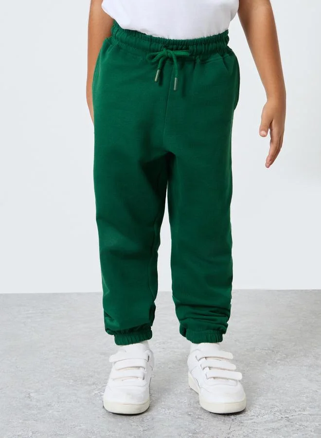 Styli Styli Green Cotton Cuffed Joggers with Pockets