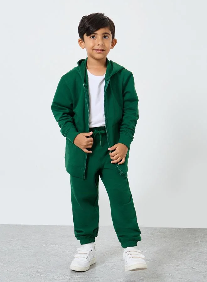 Styli Styli Green Cotton Cuffed Joggers with Pockets