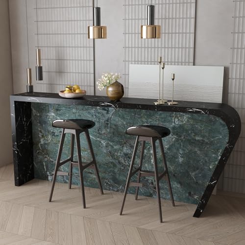 Boobest ورق جدران لامع من بوبست 15.74"x196" بتصميم رخام أخضر داكن قابل للإزالة - Image 5