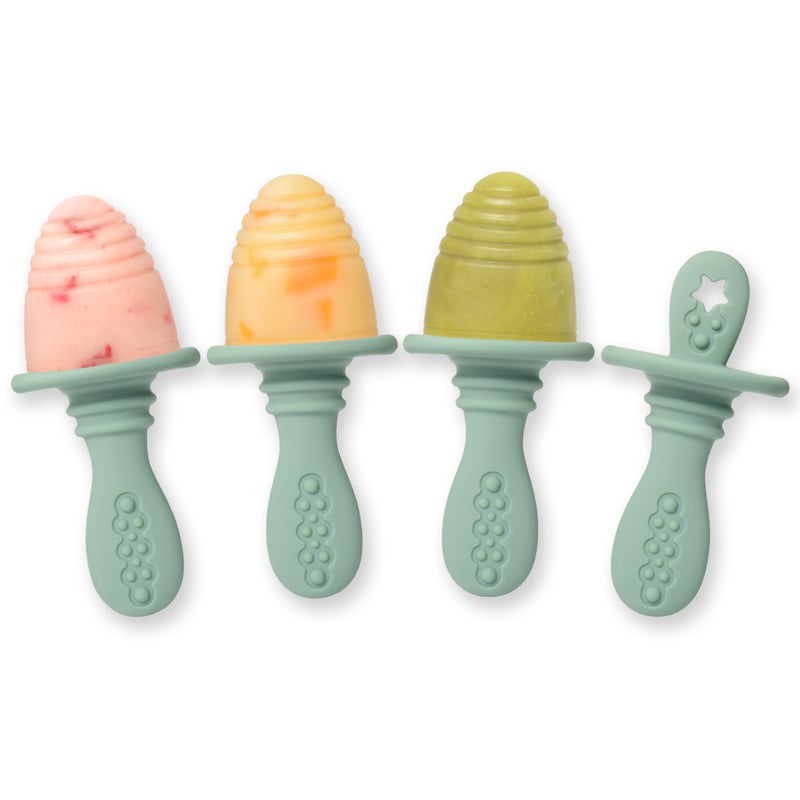 PrimaStella Silicone Petite Pops - Baby Popsicle Mold - BPA Free - Dishwasher Safe - 4 Months+ (Sage Green Teether Pops) - Image 1