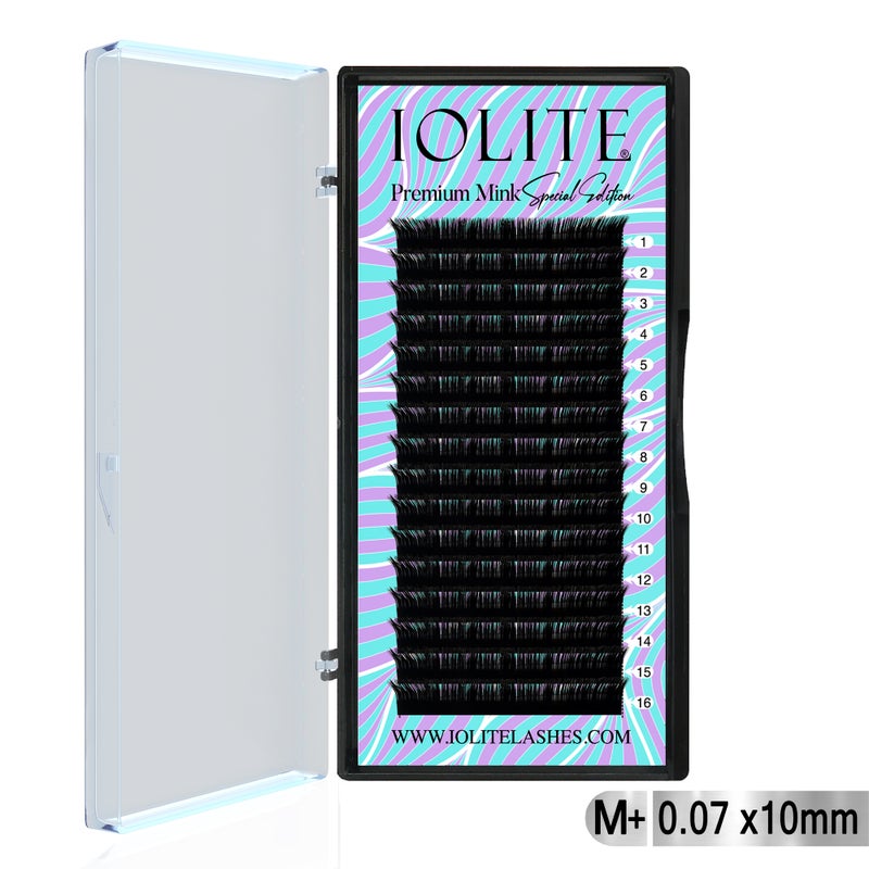 IOLITE Premium Mink  False Eyelash Extension M+ Curl Individual Lashes.07T 6 to 15mm & Mix - 10MM