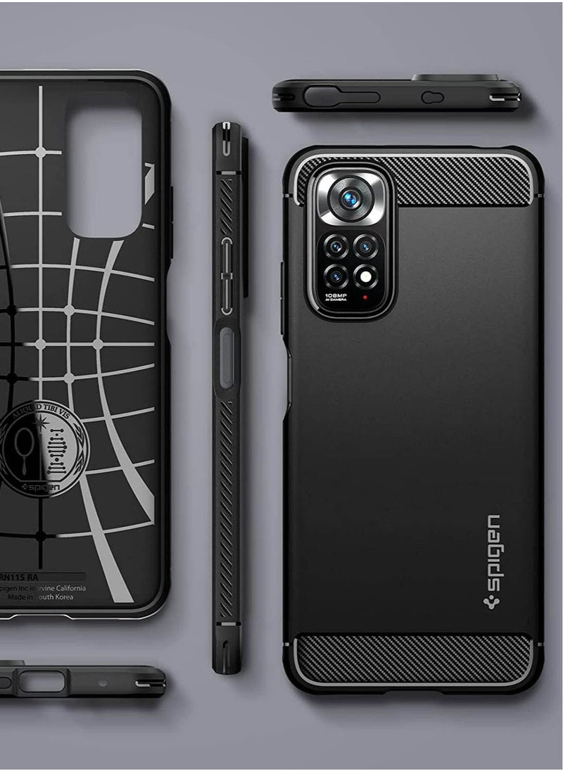 Spigen - Rugged Armor for Xiaomi Redmi Note 11 / 11S Case Cover - Matte Black - Image 1