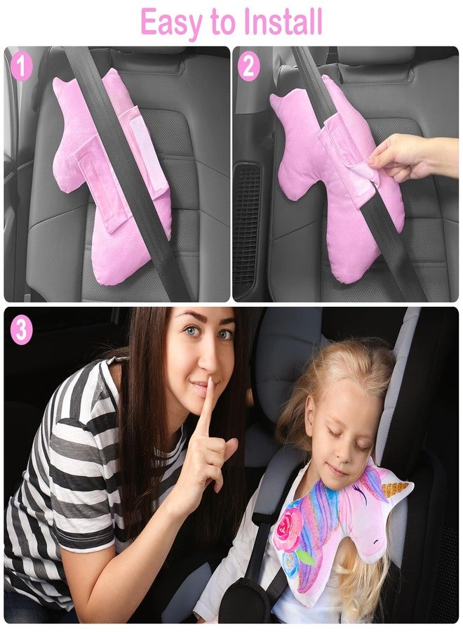 FIODAY Seat Belt Cover Pad for Kids Unicorn Seatbelt Pillow Soft Seat Belt Cover Car Pillow Toddler Travel Seat Strap Pad Neck Support for Girls Boys, Purple Blue - Image 5