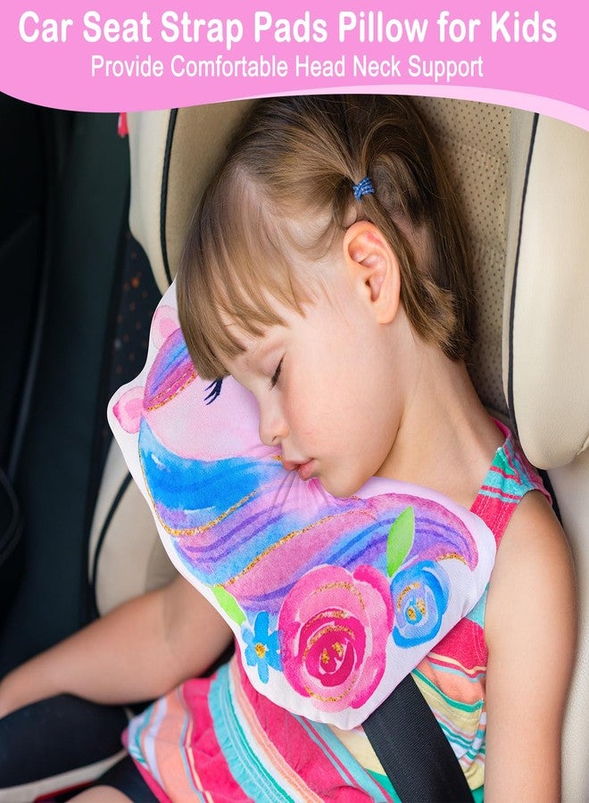 FIODAY Seat Belt Cover Pad for Kids Unicorn Seatbelt Pillow Soft Seat Belt Cover Car Pillow Toddler Travel Seat Strap Pad Neck Support for Girls Boys, Purple Blue - Image 4