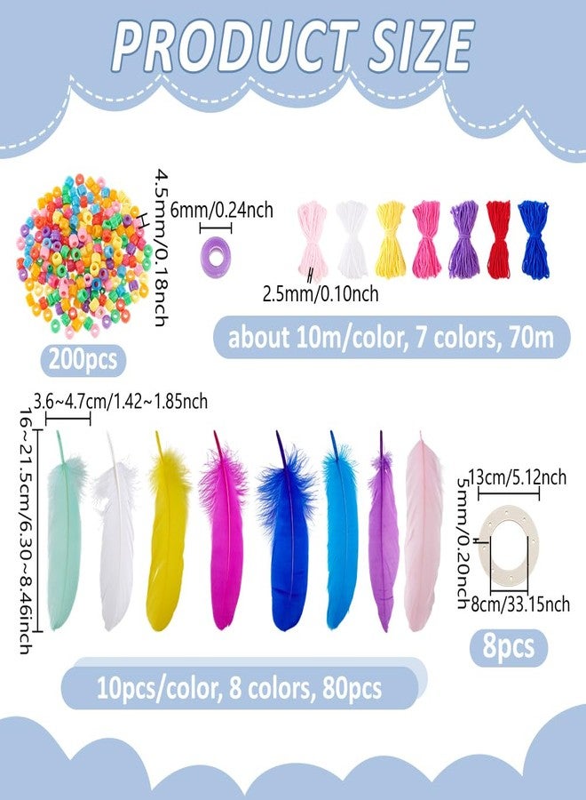 AHANDMAKER 8set DIY Dream Catcher Kits Colorful Handmade Dreamcatcher for Beginners Dream Catcher Include Yarn, Feather, Wreath Frame, Beads Craft Kit for Bedroom Car Decoration Craft Gift - Image 2