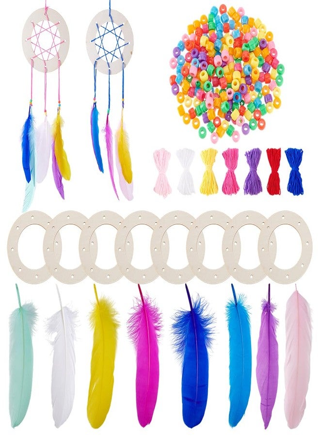 AHANDMAKER 8set DIY Dream Catcher Kits Colorful Handmade Dreamcatcher for Beginners Dream Catcher Include Yarn, Feather, Wreath Frame, Beads Craft Kit for Bedroom Car Decoration Craft Gift - Image 1