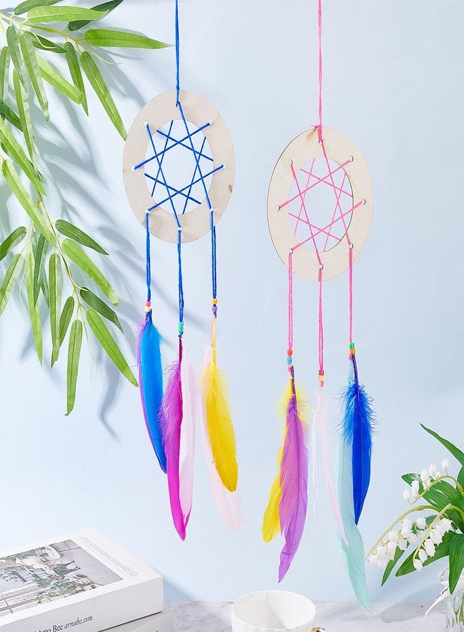 AHANDMAKER 8set DIY Dream Catcher Kits Colorful Handmade Dreamcatcher for Beginners Dream Catcher Include Yarn, Feather, Wreath Frame, Beads Craft Kit for Bedroom Car Decoration Craft Gift - Image 4