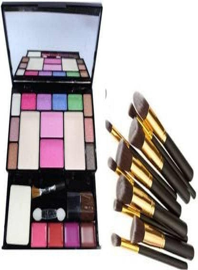 DATNASAYAD (Makeup Kit 6171 + Black Gold Makeup Brush (Set Of 10 Brush)) (11 Items In The Set) - Image 2