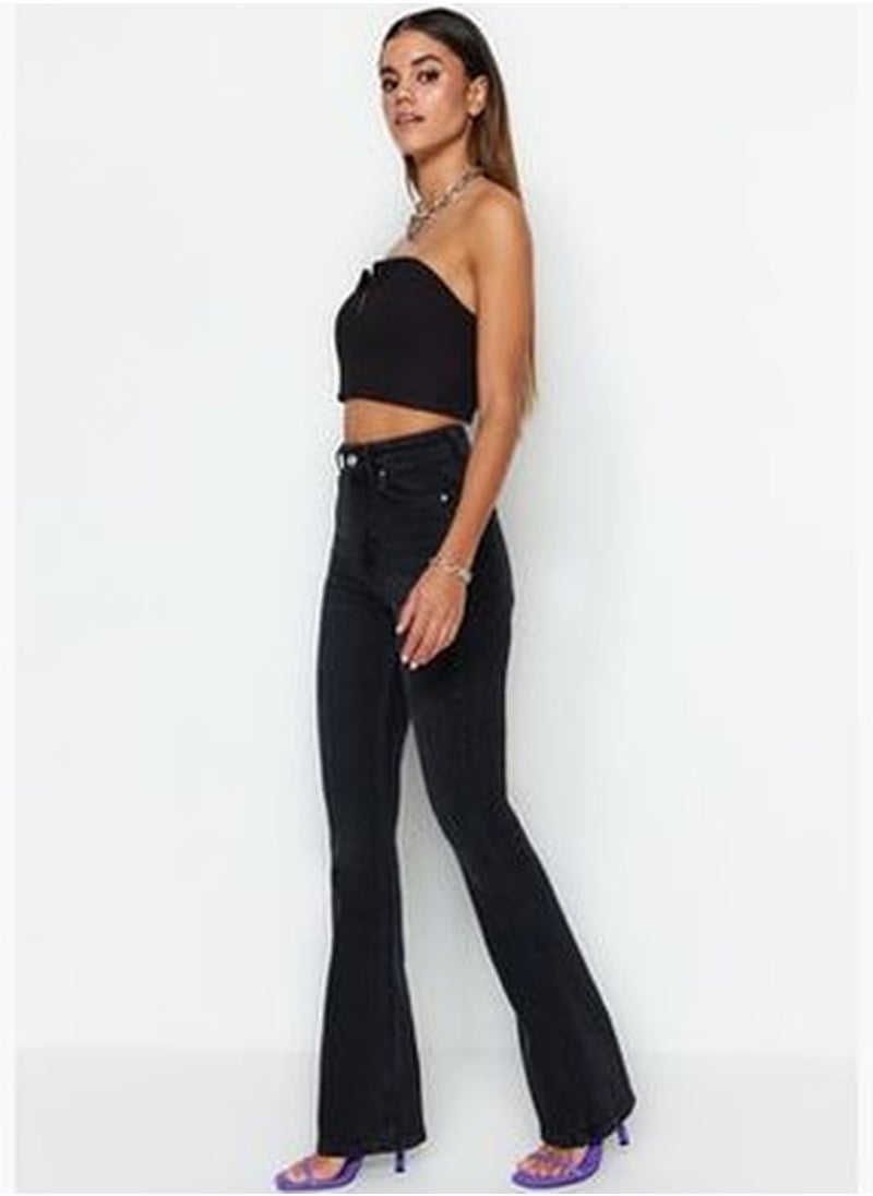 trendyol Black High Waist Flare Jeans TWOSS23JE00063  - Image 3