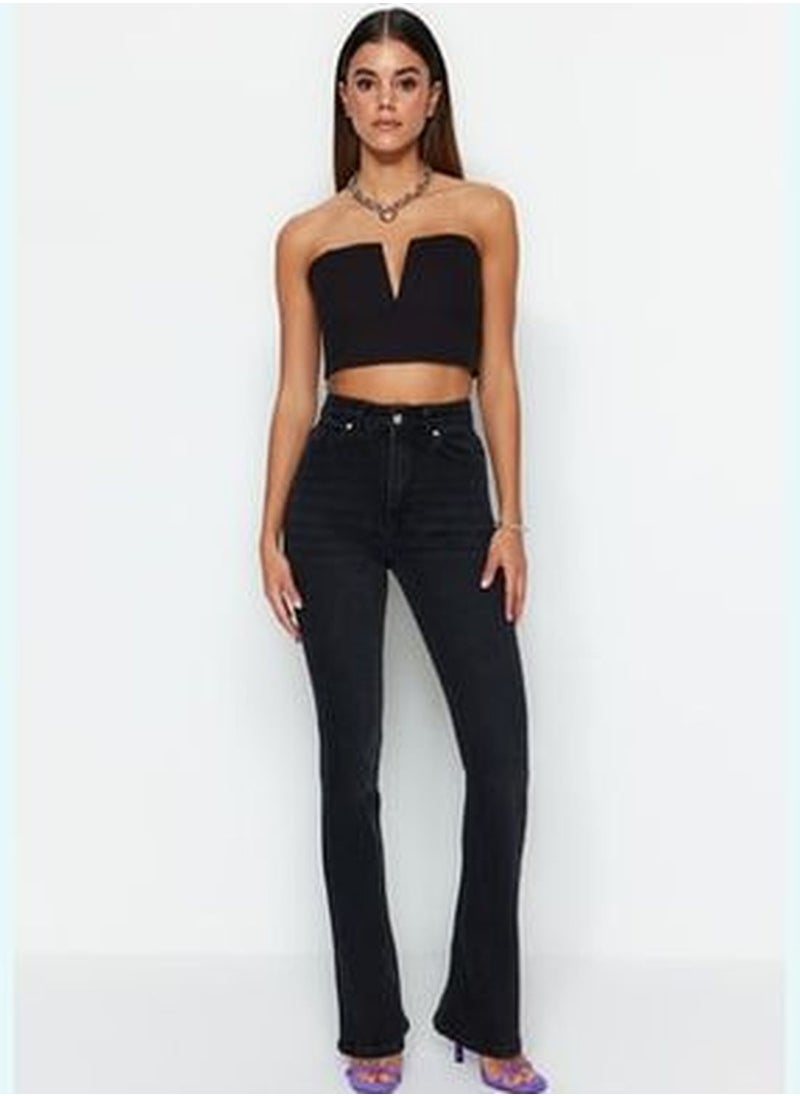 trendyol Black High Waist Flare Jeans TWOSS23JE00063  - Image 1