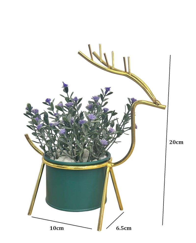 HOME ELEMENTS DeerShaped Tabletop Artificial Flowers Metal Frame Vase Pot for Room Decor Centre Table Showpiece Artificial Flower Pots for Living Room Office New Home Decoration Gift 17x20cm - Image 4