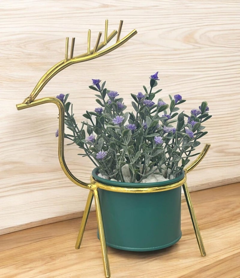 HOME ELEMENTS DeerShaped Tabletop Artificial Flowers Metal Frame Vase Pot for Room Decor Centre Table Showpiece Artificial Flower Pots for Living Room Office New Home Decoration Gift 17x20cm - Image 2