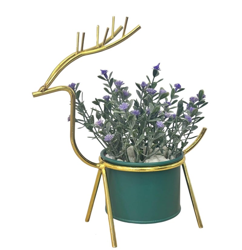 HOME ELEMENTS DeerShaped Tabletop Artificial Flowers Metal Frame Vase Pot for Room Decor Centre Table Showpiece Artificial Flower Pots for Living Room Office New Home Decoration Gift 17x20cm - Image 5